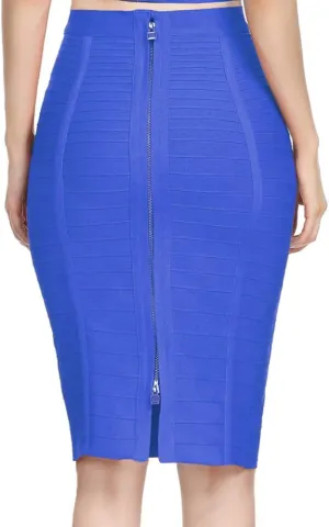 Women's High Waist Knee Length Stripe Bandage Pencil Skirt