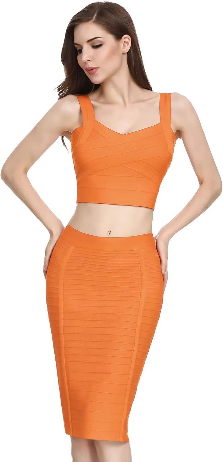 Women's High Waist Knee Length Stripe Bandage Pencil Skirt
