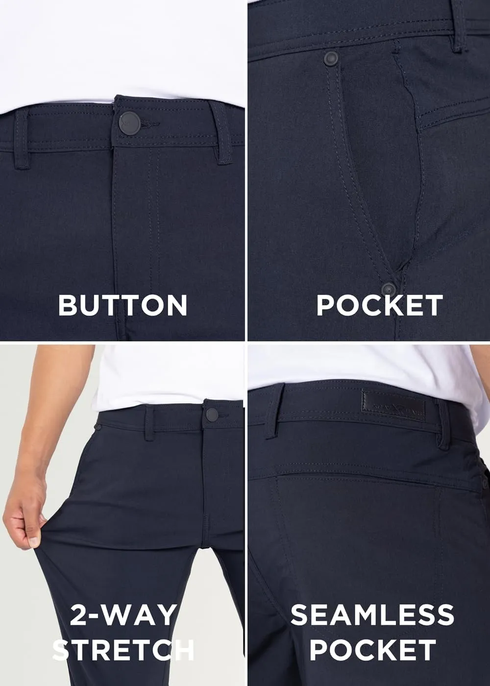 X RAY Stretch Slim Fit Golf Pants Men with Pockets - Tapered Lightweight Mens Golf Pants (Available in 30-38)