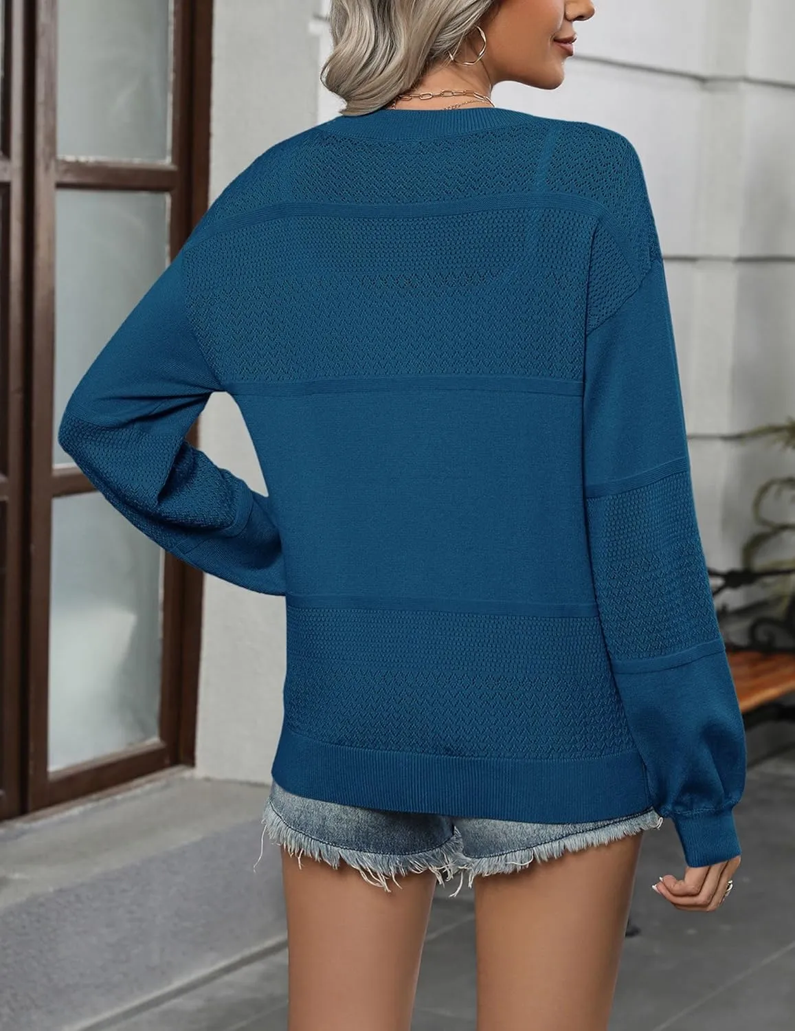 Zeagoo 2025 Womens Cardigan Casual Long Sleeve Lightweight Crochet Shrug V Neck Tops Button Down Soft Knit Sweater